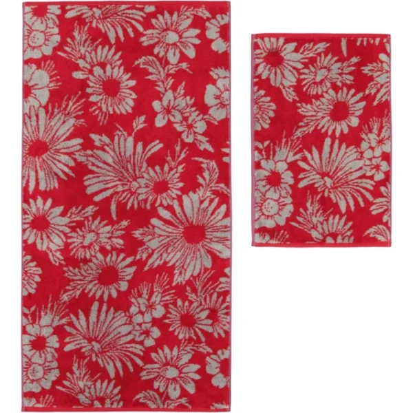 Besorgen ⌛ Cawö Two-Tone Floral Duschtuch – 80×150 Cm – Rot ? 3